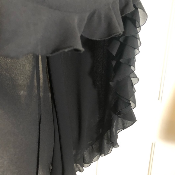 JS Collections Ruffled Slit Side Lined Skirt Black Size 10 - Picture 3 of 5